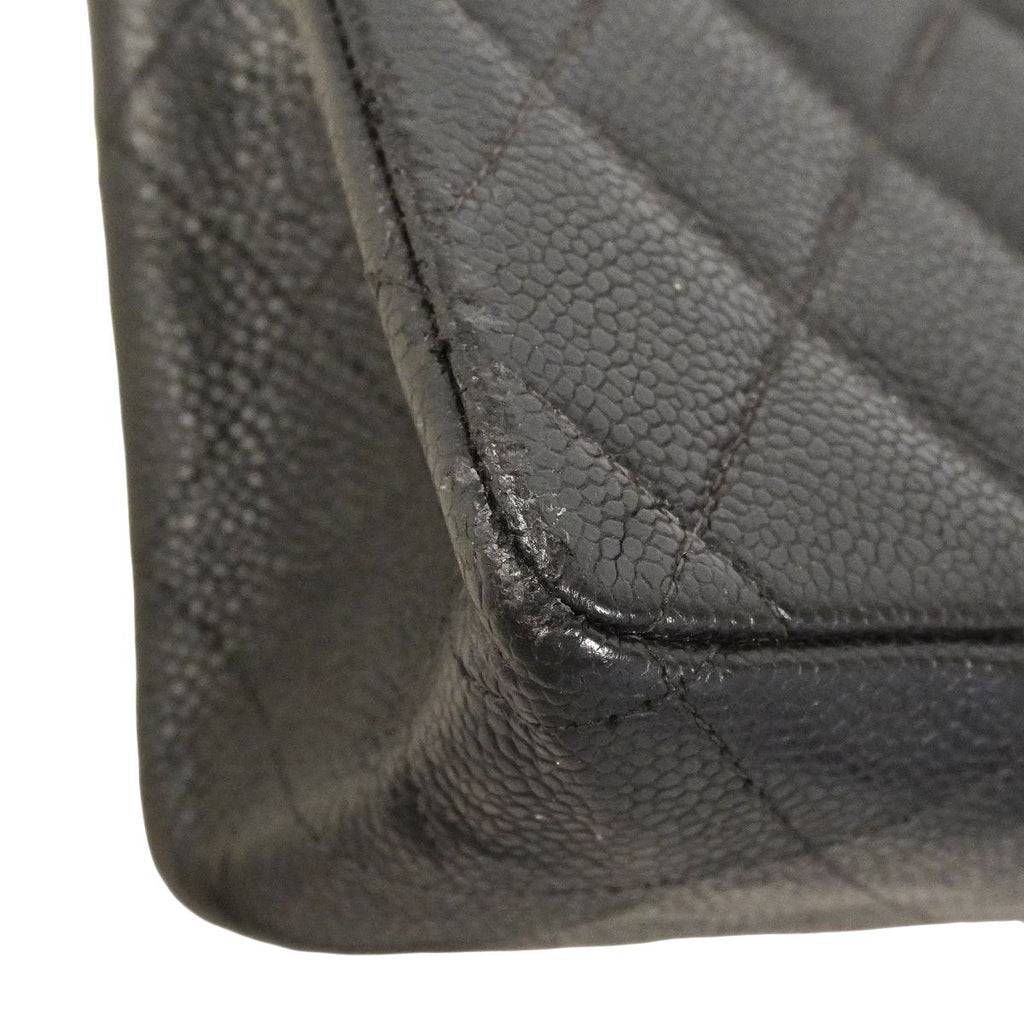 Chanel Shoulder Bag Maxi Quilted Caviar Leather Black Silver — view 6