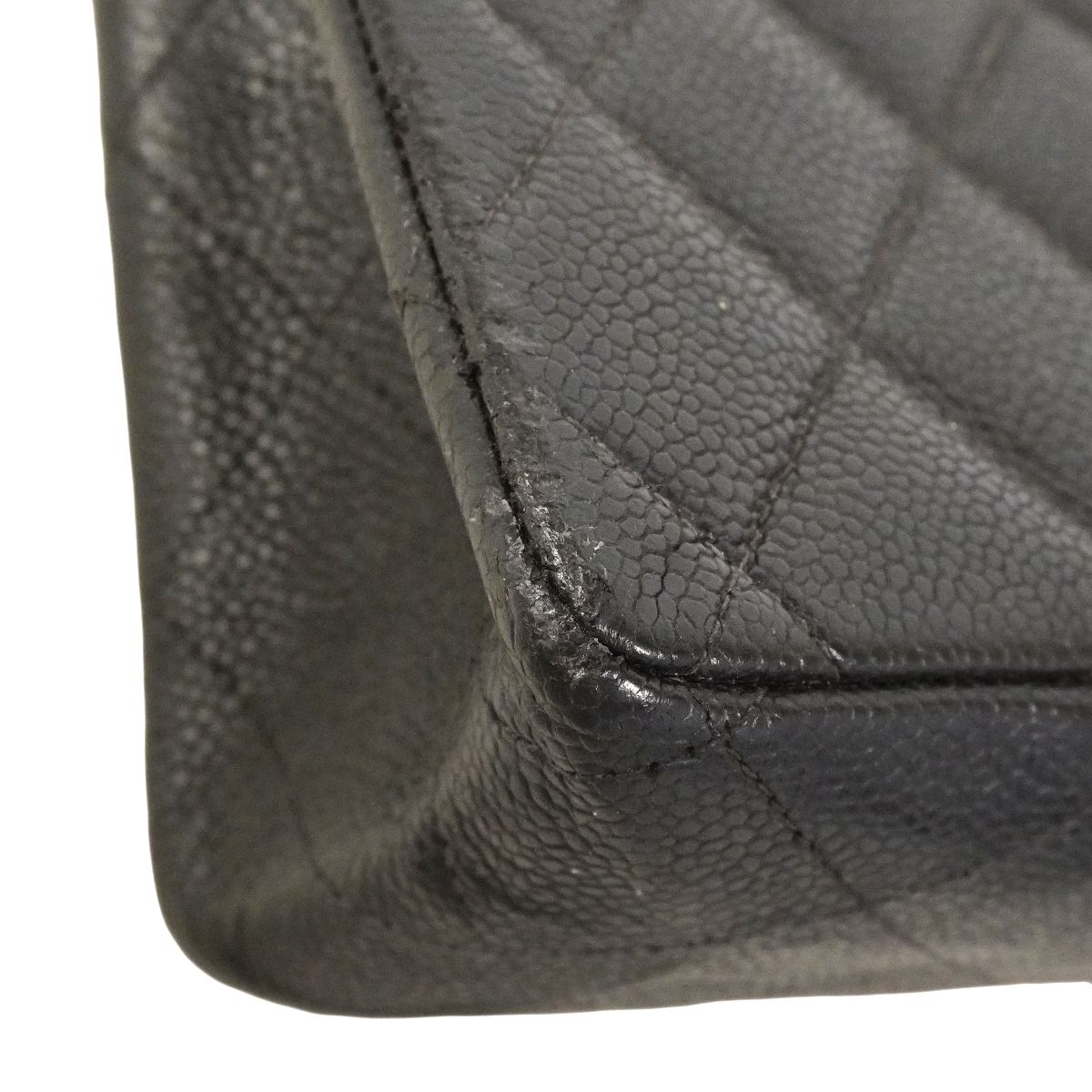 Chanel Shoulder Bag Maxi Quilted Caviar Leather Black Silver — view 6