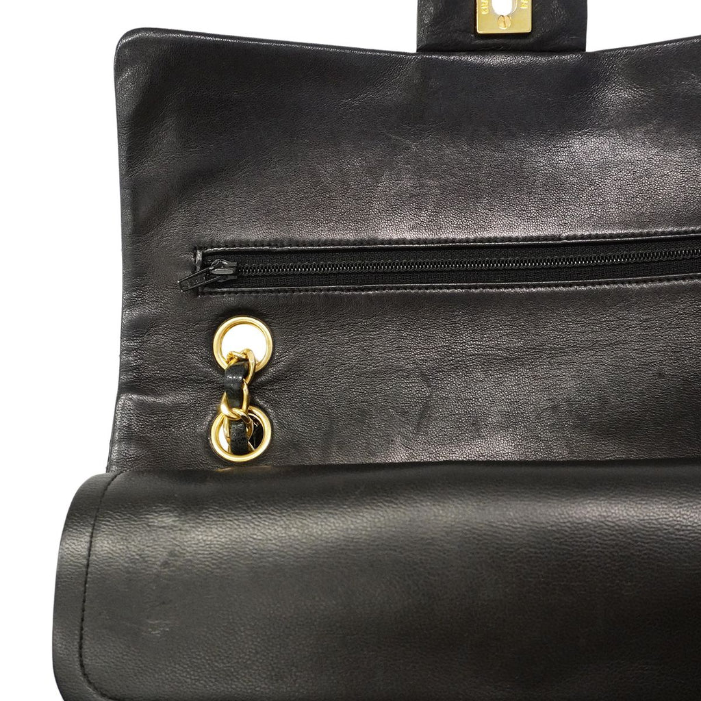 Chanel Shoulder Bag Quilted Lambskin Black Gold — view 8