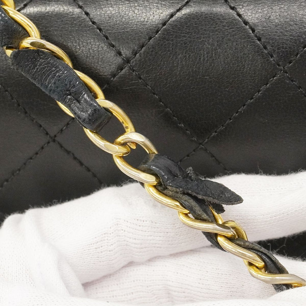 Chanel Shoulder Bag Quilted Lambskin Black Gold — view 7