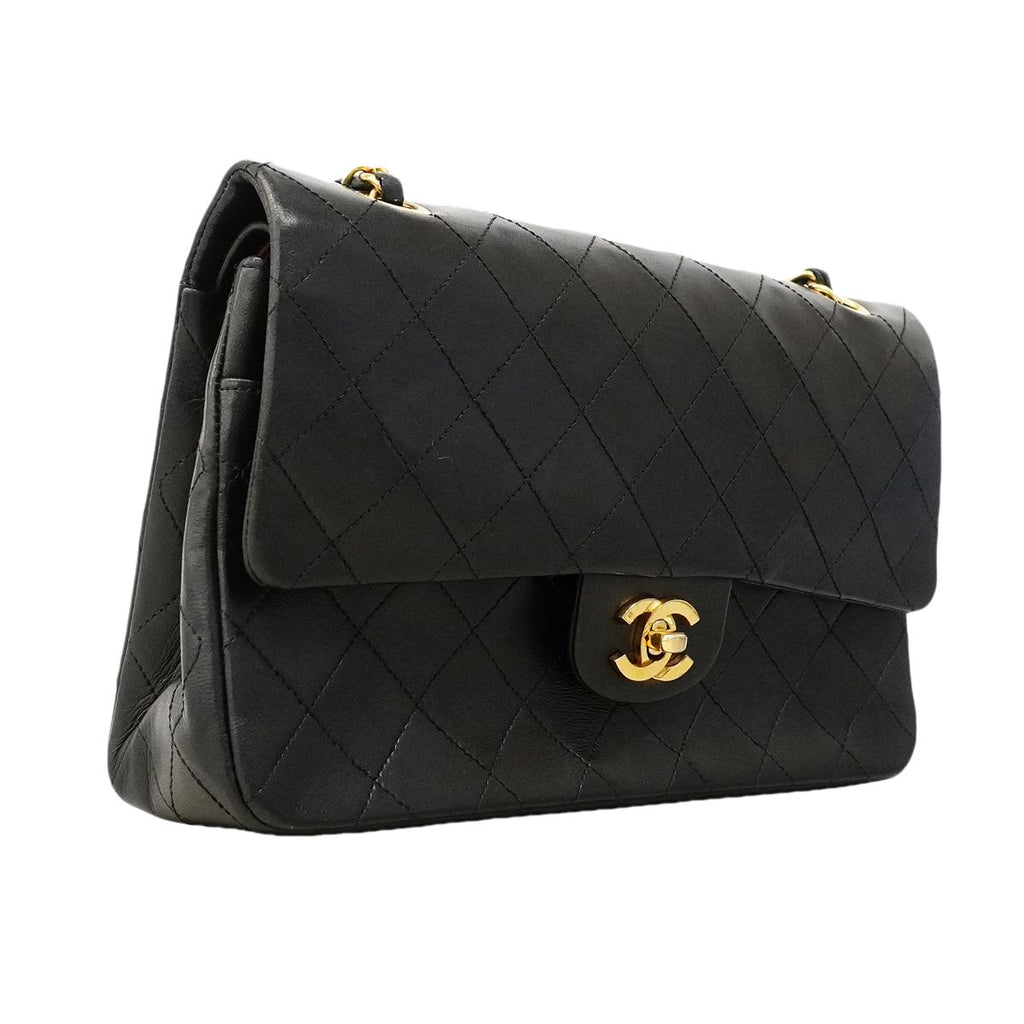 Chanel Shoulder Bag Quilted Lambskin Black Gold — view 2