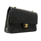 Chanel Shoulder Bag Quilted Lambskin Black Gold — view 2