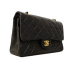 Chanel Shoulder Bag Quilted Lambskin Black Gold — view 2