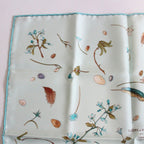Hermes Carre 45 Scarf Gavroche Fleur Plume Silk 100% Blue Pawn — view 2