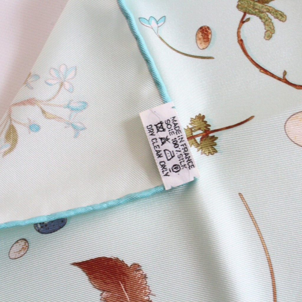 Hermes Carre 45 Scarf Gavroche Fleur Plume Silk 100% Blue Pawn — view 8
