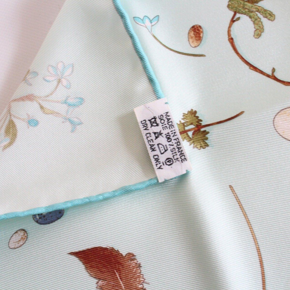 Hermes Carre 45 Scarf Gavroche Fleur Plume Silk 100% Blue Pawn — view 8