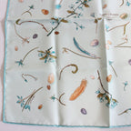 Hermes Carre 45 Scarf Gavroche Fleur Plume Silk 100% Blue Pawn — view 4