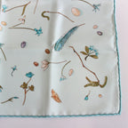 Hermes Carre 45 Scarf Gavroche Fleur Plume Silk 100% Blue Pawn — view 5