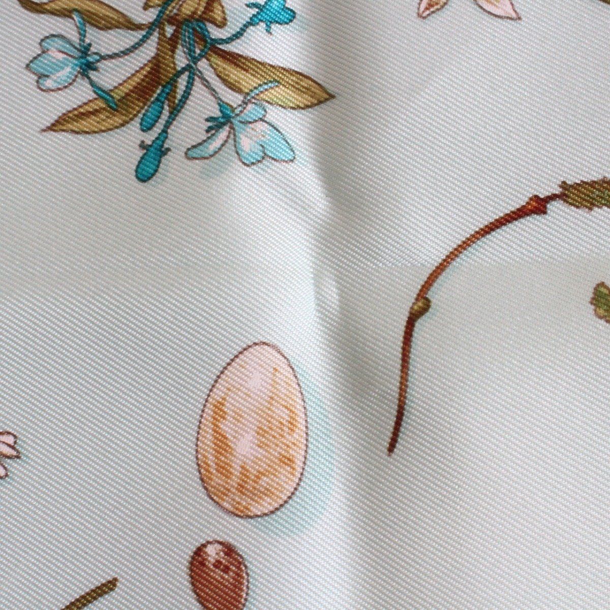 Hermes Carre 45 Scarf Gavroche Fleur Plume Silk 100% Blue Pawn — view 6