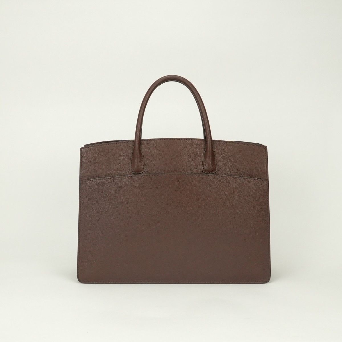 Hermes White Bus GM Business Briefcase Courchevel Havane Brown Gold