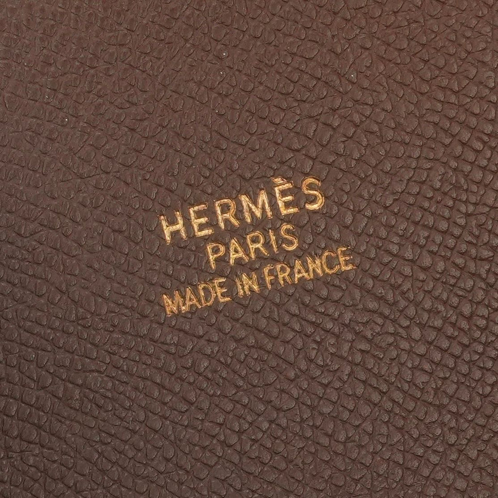 Hermes White Bus GM Business Briefcase Courchevel Havane Brown Gold — view 7