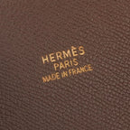 Hermes White Bus GM Business Briefcase Courchevel Havane Brown Gold — view 7