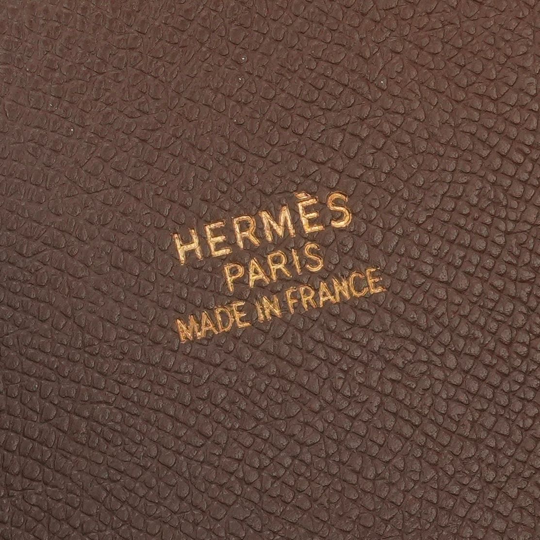 Hermes White Bus GM Business Briefcase Courchevel Havane Brown Gold — view 7