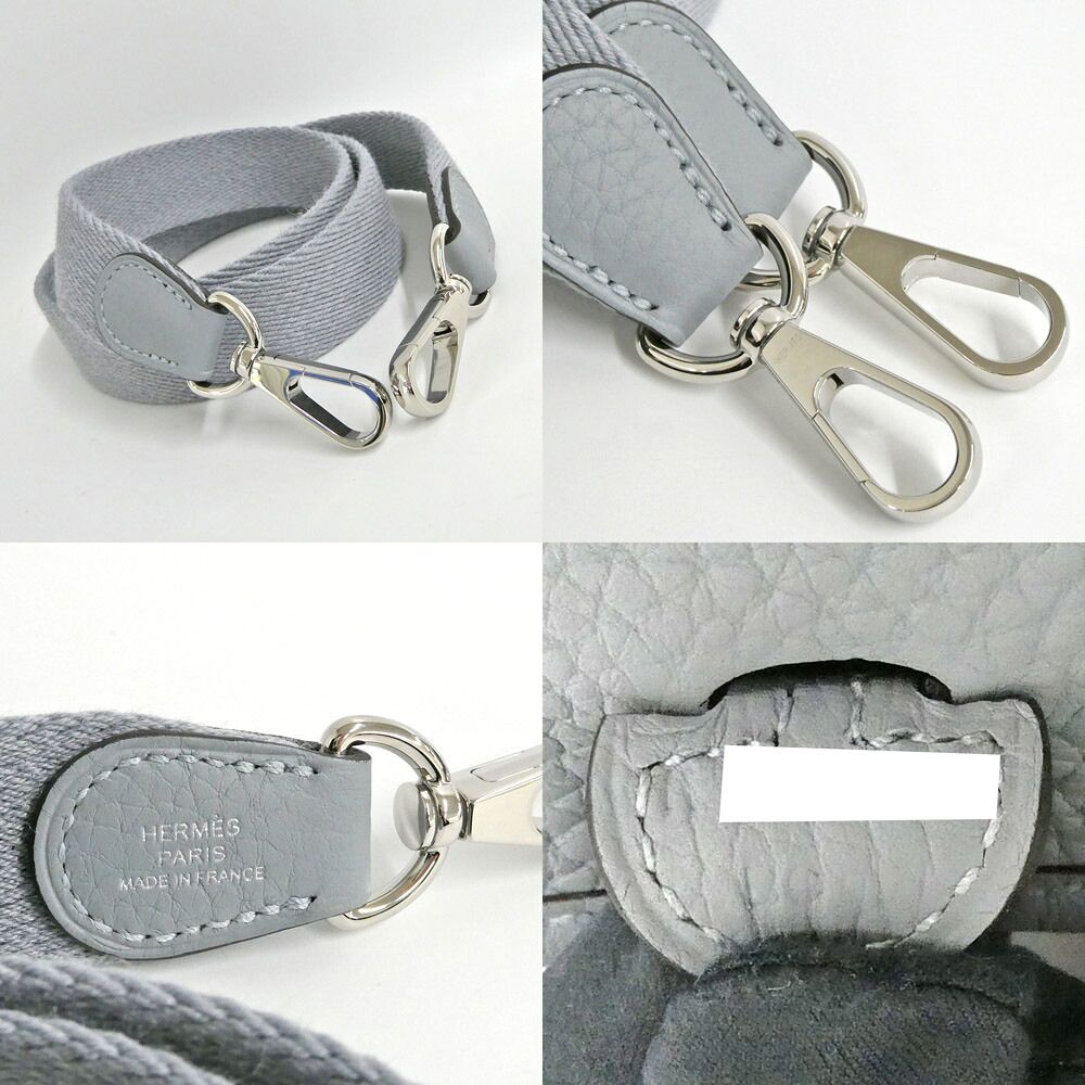 Hermes Evelyne TPM 16 Gris Perle Silver Taurillon Clemence Gray Handbag — view 8