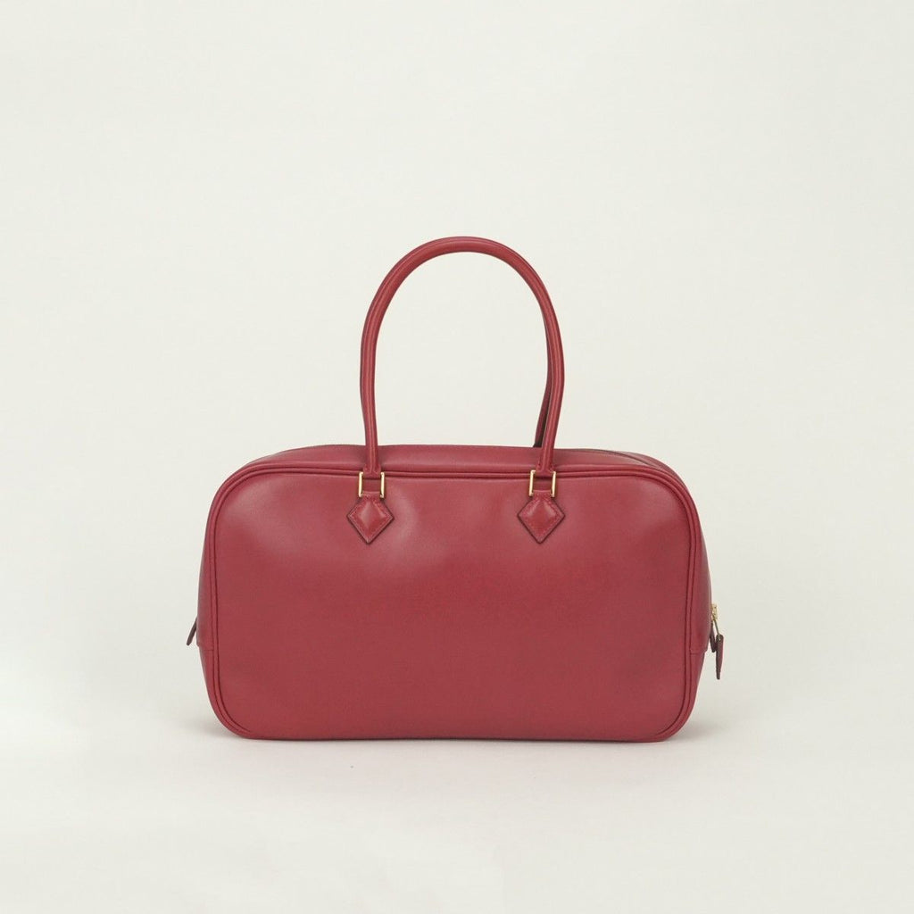 Hermes Plume Elan 28 Tote Box Calf Red Gold Handbag — view 3