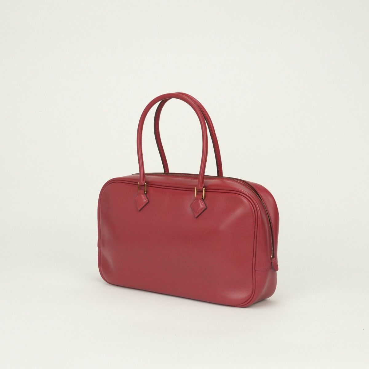 Hermes Plume Elan 28 Tote Box Calf Red Gold Handbag — view 2