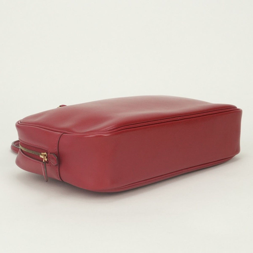 Hermes Plume Elan 28 Tote Box Calf Red Gold Handbag — view 6