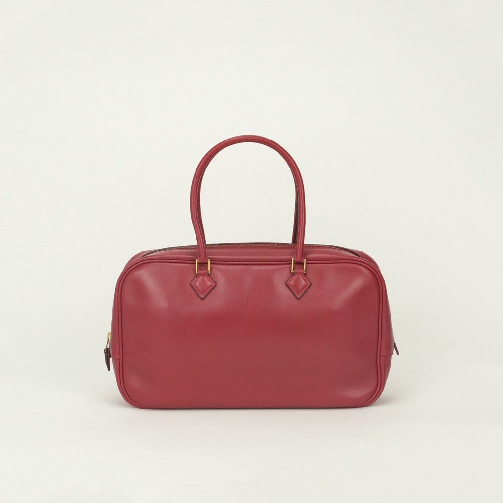 Hermes Plume Elan 28 Tote Box Calf Red Gold Handbag
