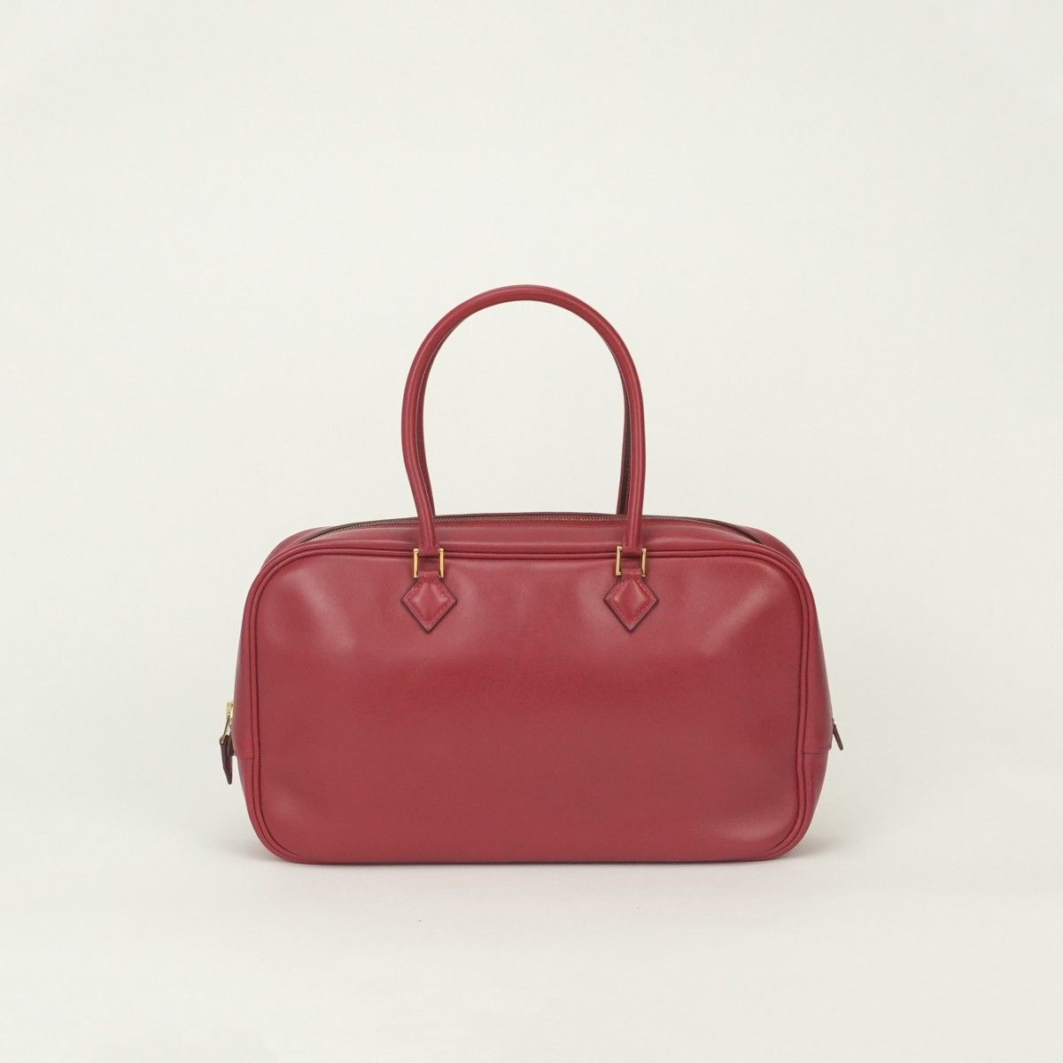 Hermes Plume Elan 28 Tote Box Calf Red Gold Handbag