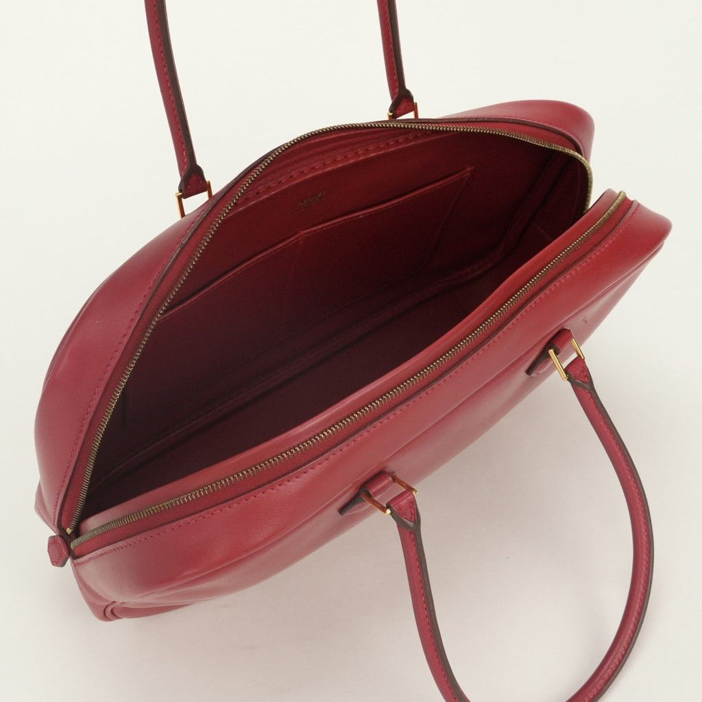 Hermes Plume Elan 28 Tote Box Calf Red Gold Handbag — view 8