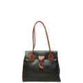Loewe Vintage Logo Tote Shoulder Black Brown Leather