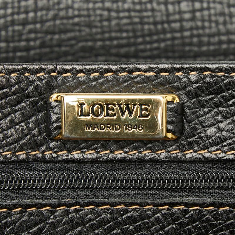 Loewe Vintage Logo Tote Shoulder Black Brown Leather — view 9