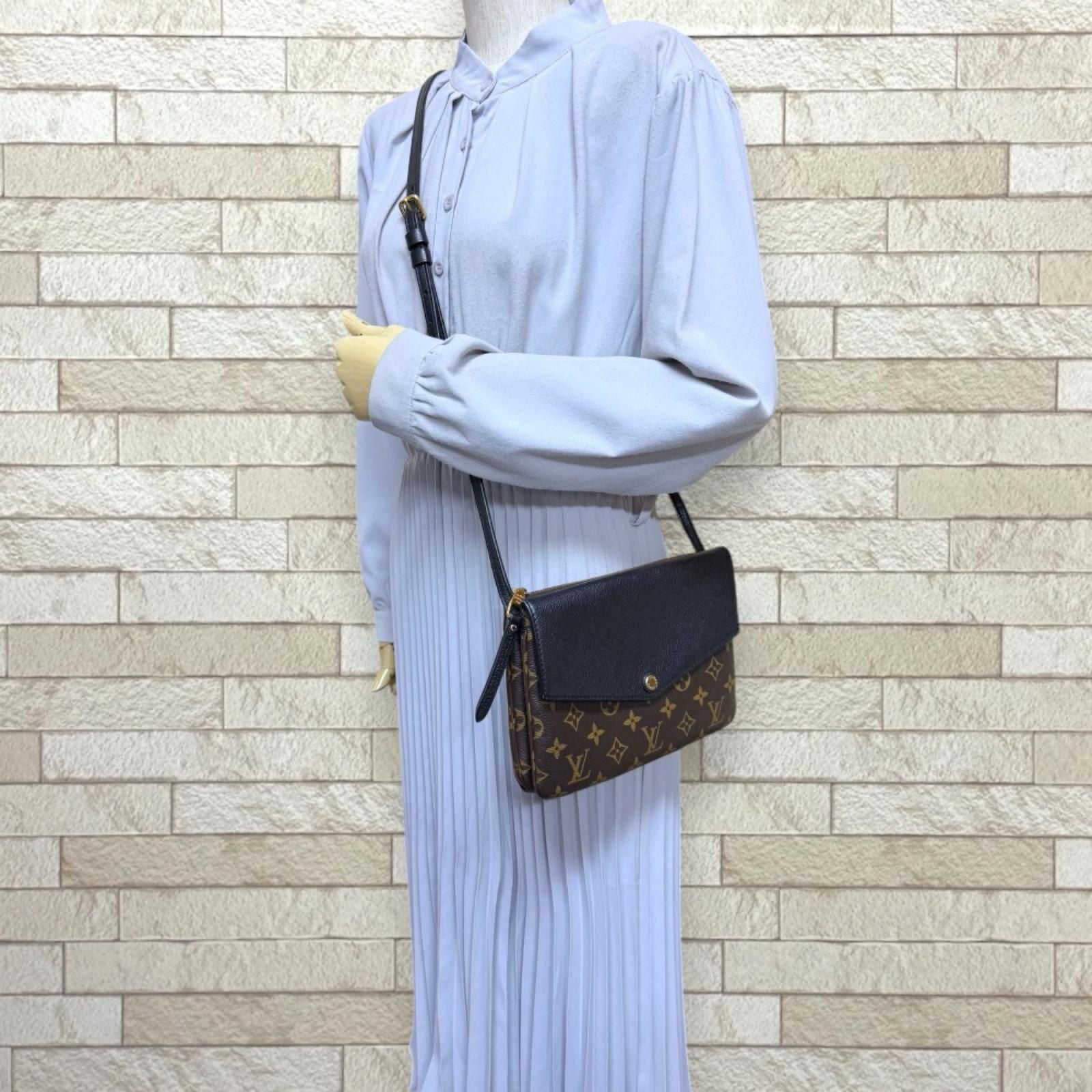 Louis Vuitton Monogram Shoulder Bag Canvas Black — view 2