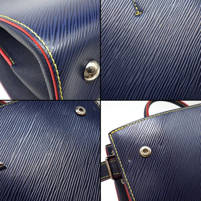 Louis Vuitton Handbag Twist Tote Andigo Blue Red Epi Leather Silver — view 8