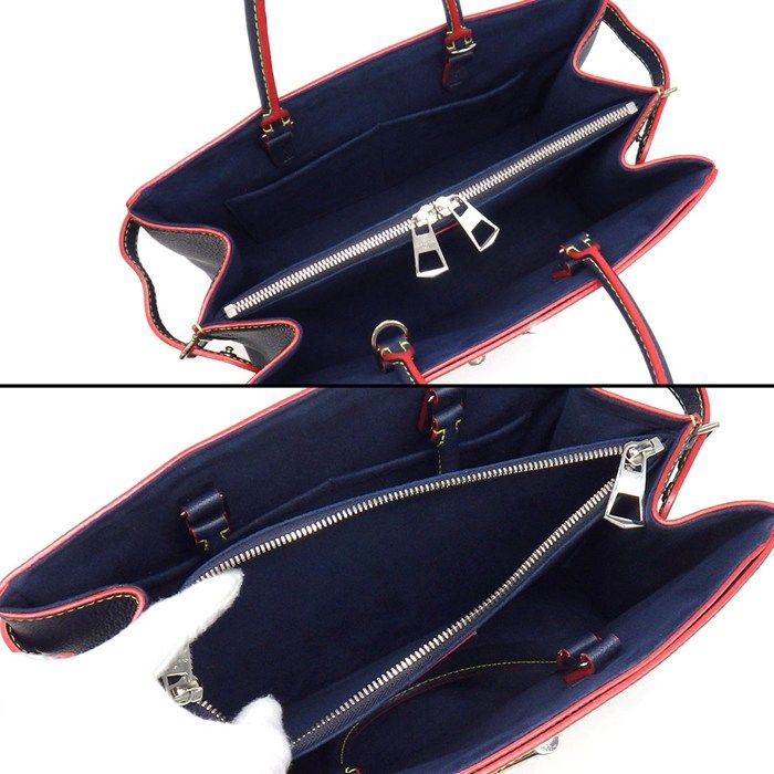 Louis Vuitton Handbag Twist Tote Andigo Blue Red Epi Leather Silver — view 5