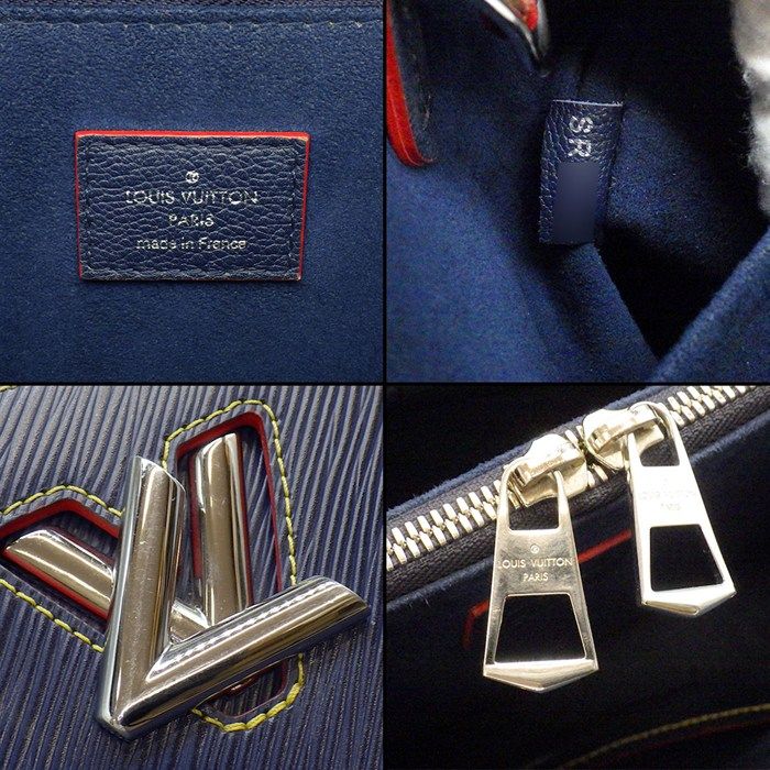Louis Vuitton Handbag Twist Tote Andigo Blue Red Epi Leather Silver — view 6