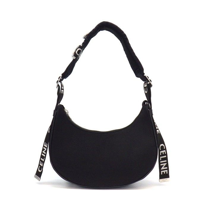 Celine Shoulder Bag Ava Trekking Black Canvas Silver