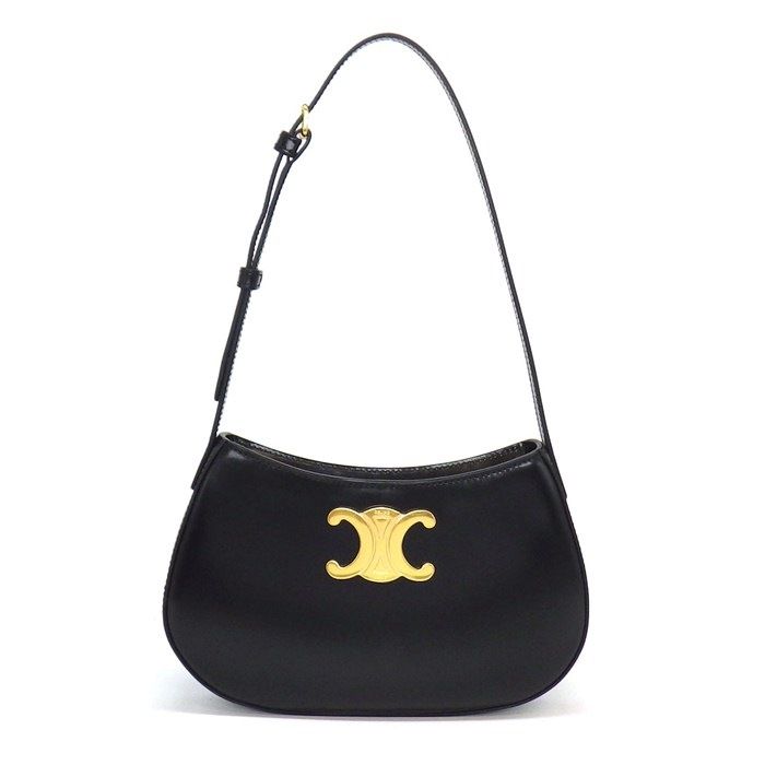 Celine Shoulder Bag Tiri Black Shiny Calfskin Gold