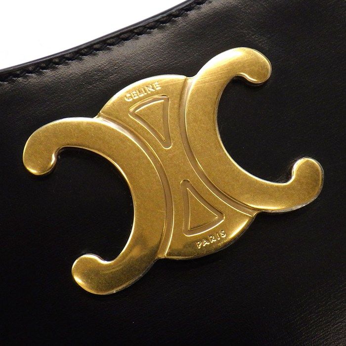Celine Shoulder Bag Tiri Black Shiny Calfskin Gold — view 8