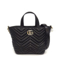 Gucci Shoulder Bag GG Marmont Small Tote Black Lambskin Leather Gold