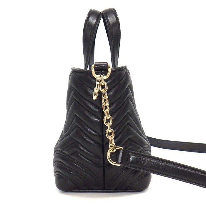 Gucci Shoulder Bag GG Marmont Small Tote Black Lambskin Leather Gold — view 3
