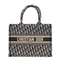 Dior Tote Book Ecru White Oblique Embroidery