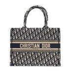 Dior Tote Book Ecru White Oblique Embroidery