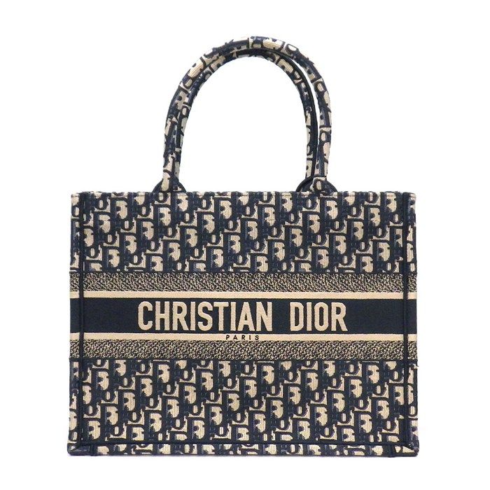 Dior Tote Book Ecru White Oblique Embroidery