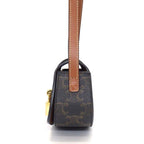 Celine Shoulder Bag Clutch Tab Tan Triomphe Canvas Calfskin Gold — view 3