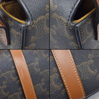 Celine Shoulder Bag Clutch Tab Tan Triomphe Canvas Calfskin Gold — view 8