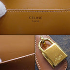 Celine Shoulder Bag Clutch Tab Tan Triomphe Canvas Calfskin Gold — view 7