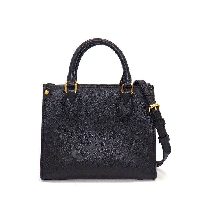 Louis Vuitton Handbag On The Go BB Black Monogram Empreinte Leather Gold
