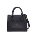 Louis Vuitton Handbag On The Go BB Black Monogram Empreinte Leather Gold