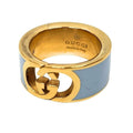 Gucci Interlocking Enamel Ring S Gold Blue