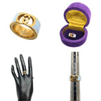 Gucci Interlocking Enamel Ring S Gold Blue — view 2