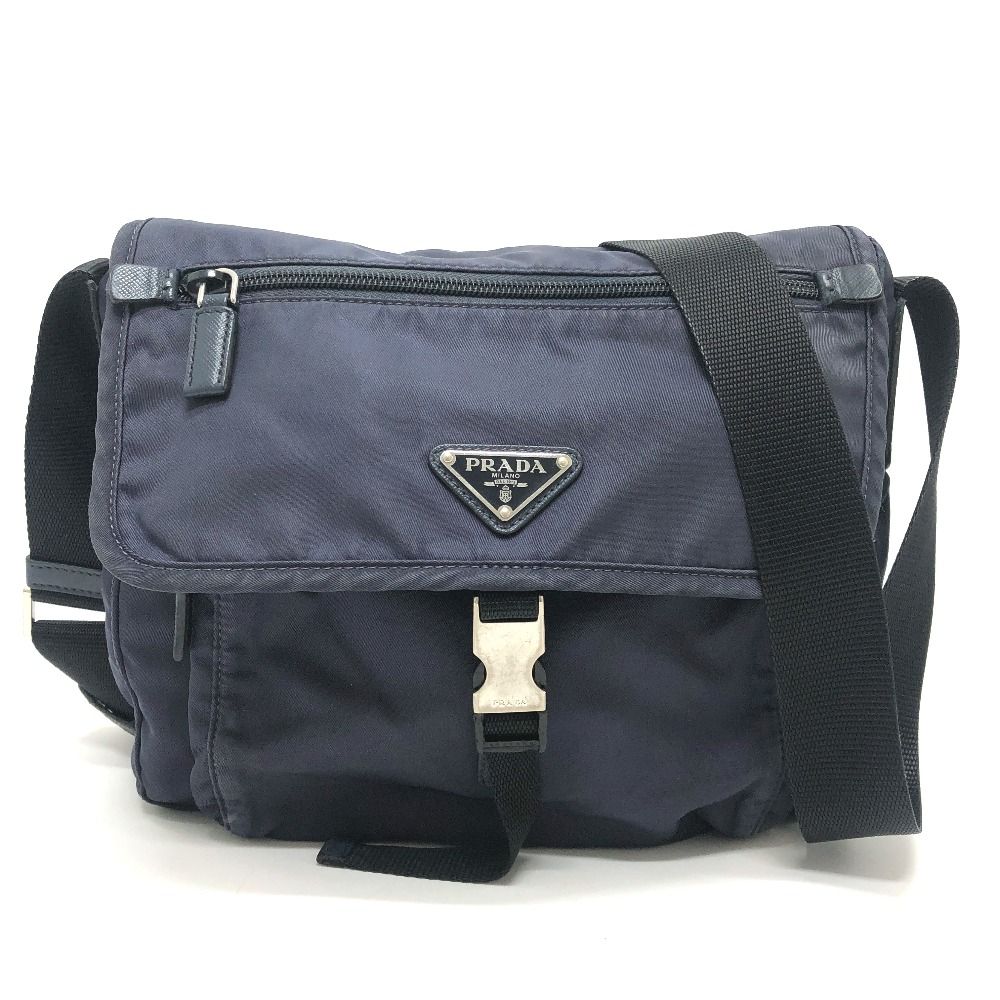 Prada Shoulder Bag Triangle Nylon Navy
