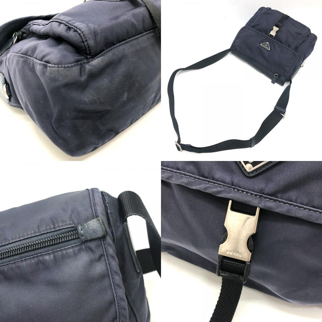 Prada Shoulder Bag Triangle Nylon Navy — view 7