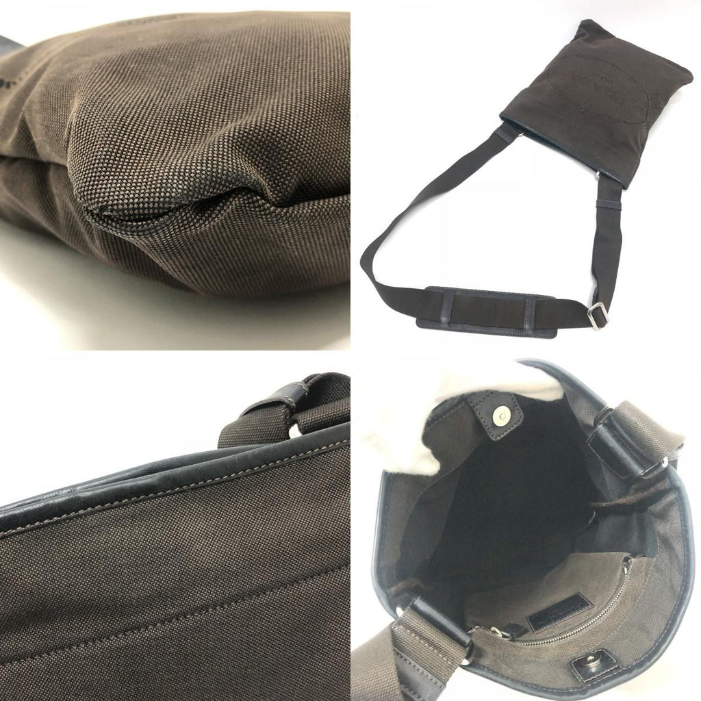 Prada Shoulder Bag Logo Jacquard Canvas Brown — view 7