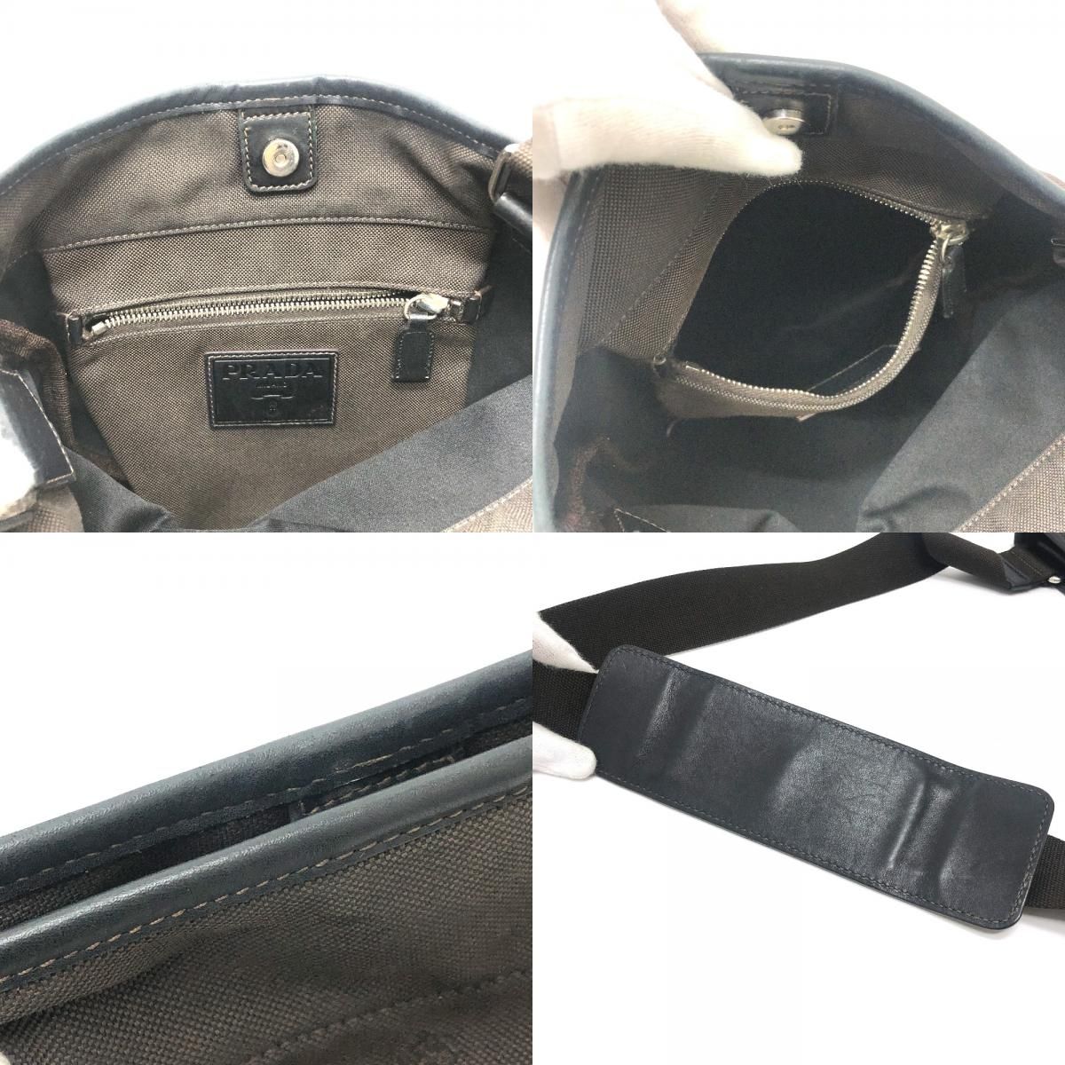 Prada Shoulder Bag Logo Jacquard Canvas Brown — view 8