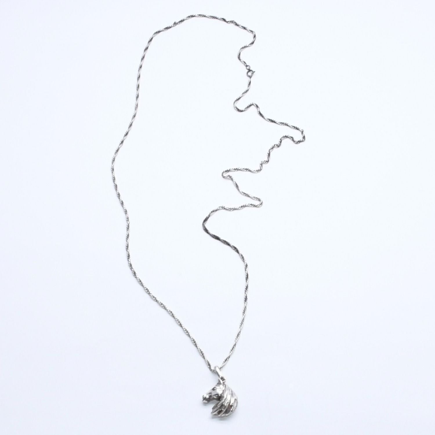 Hermes Horse Head Pendant Chain 925 Sterling Silver